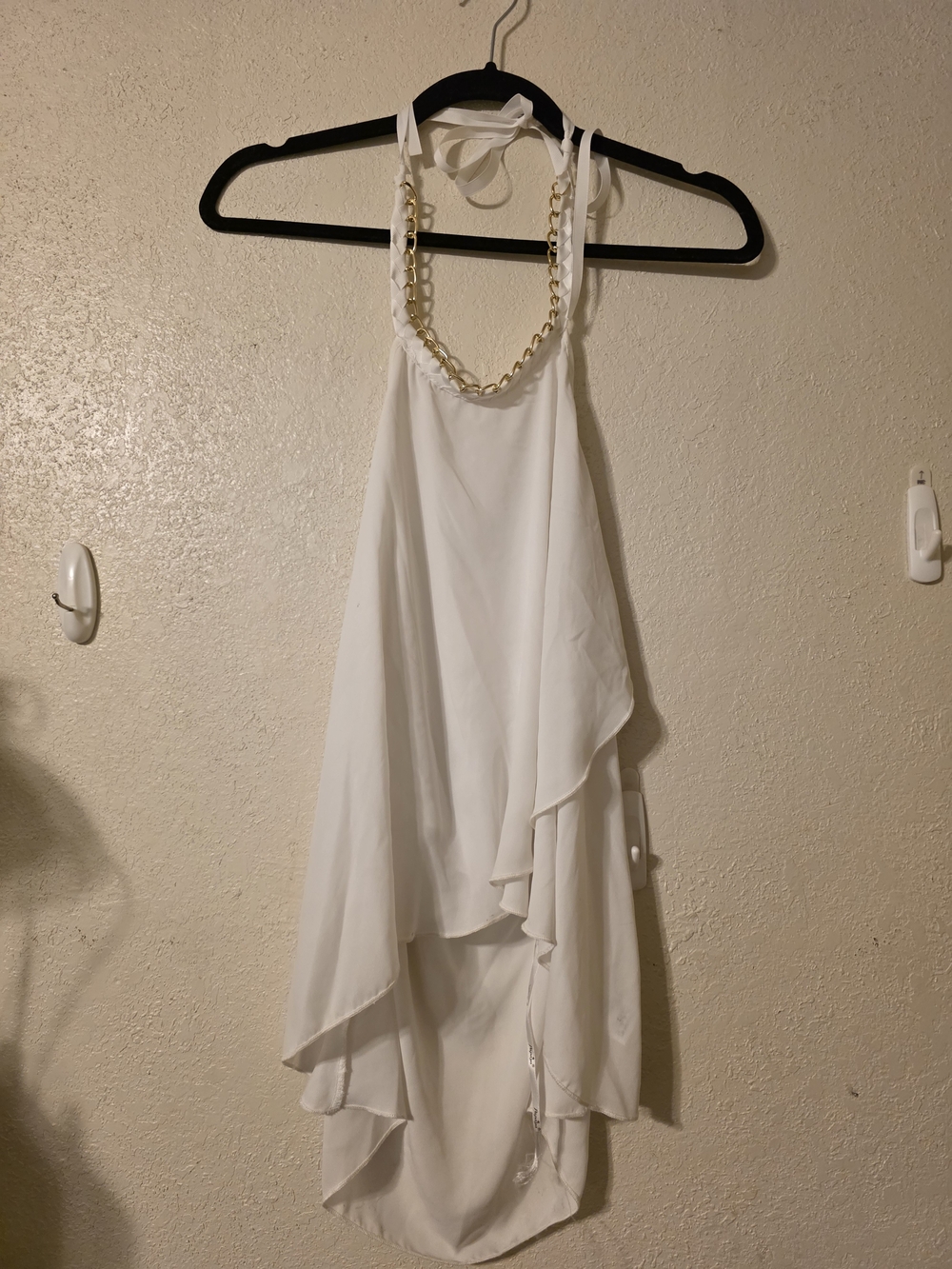 Papaya White Halter Dress with Gold Chain Detail